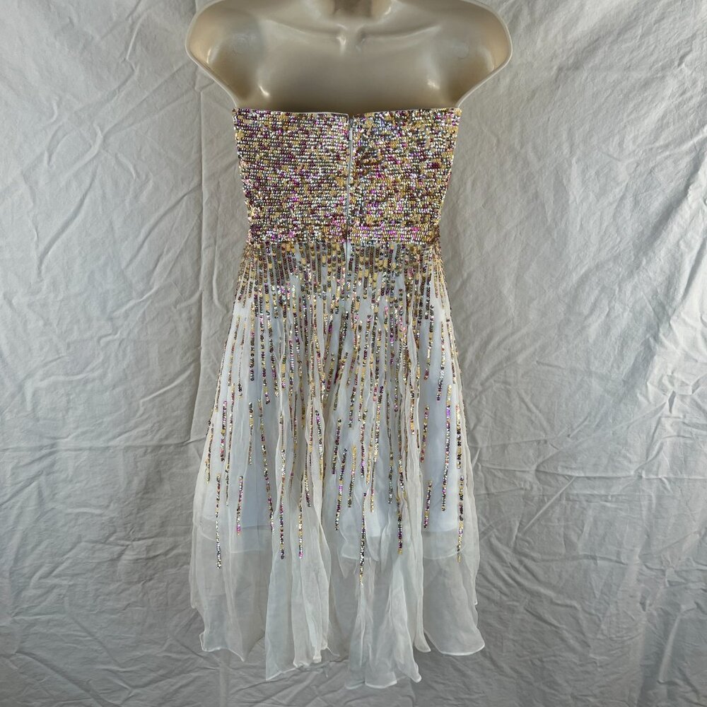 NWT Sherri Hill 8443 White Gold Strapless Formal Dress $278 - Picture 5 of 10